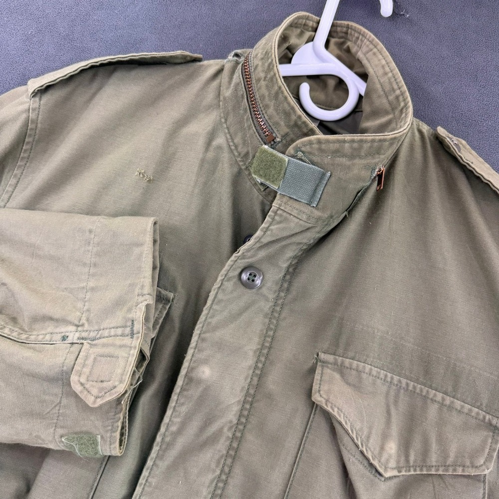 Vtg US Army M65 Field Jacket OG 107 1st Cavalry DIV Military Coat Men L READ